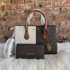 Michael Kors Brown and Cream Women's Bag Set